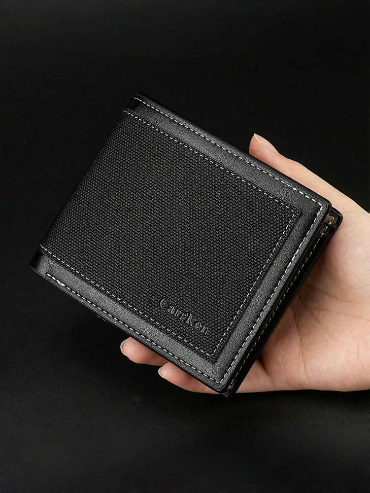 Men’s Short Multifunctional Bifold Business Wallet – Fashion Patchwork Design, PU Leather, Multi-Card Holder & Coin Purse, Stylish & Practical