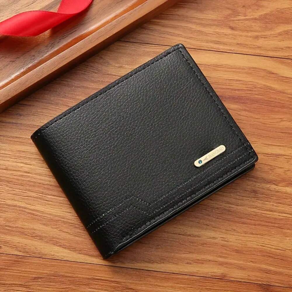 Men’s Business Faux Leather Wallet – Slim Compact Bifold Design with Color Block Details, Stylish Everyday Carry for Work, Travel & Gifting