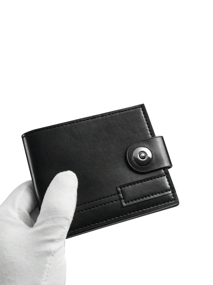Men’s Short Bifold PU Leather Wallet with Magnetic Closure – Multi Card Slots & Coin Purse, Unisex Travel Pass Holder, Retro Style Compact Wallet