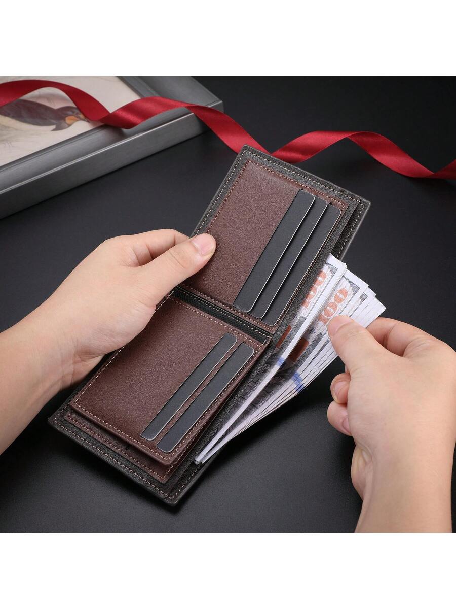 Men’s Stylish Multi-Card Slot Short Wallet – European & American Charm, Multifunctional Design, Perfect for Teens, Casual, Travel, Vacation & Gifts