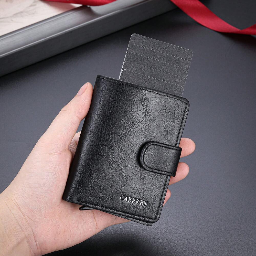 Men’s New Smooth Buckle Wallet – Multi-Functional Aluminum Auto Eject Card Holder, Perfect for Teens, Travel, Casual, Vacation, Graduation & Birthday Gifts