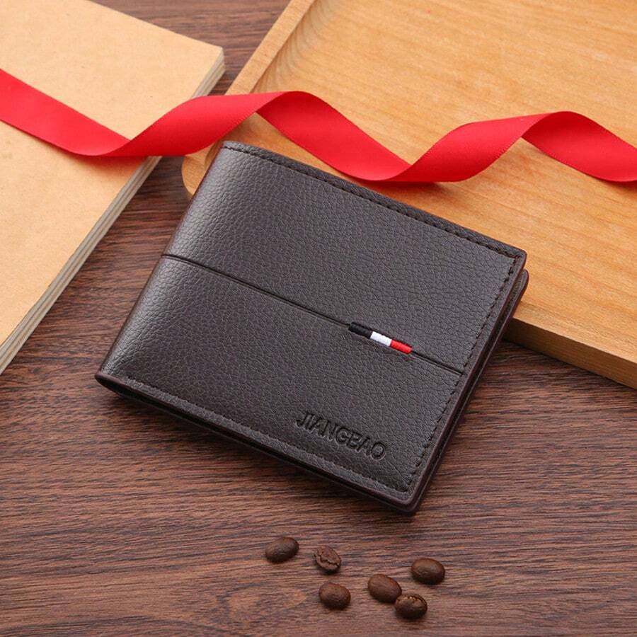 Men’s Solid Color Small Bi-Fold Wallet – Ultra-Thin with ID Window, Multi-Card Slots, Portable for College, Work & Business, Ideal Gift for Birthday & Father’s Day