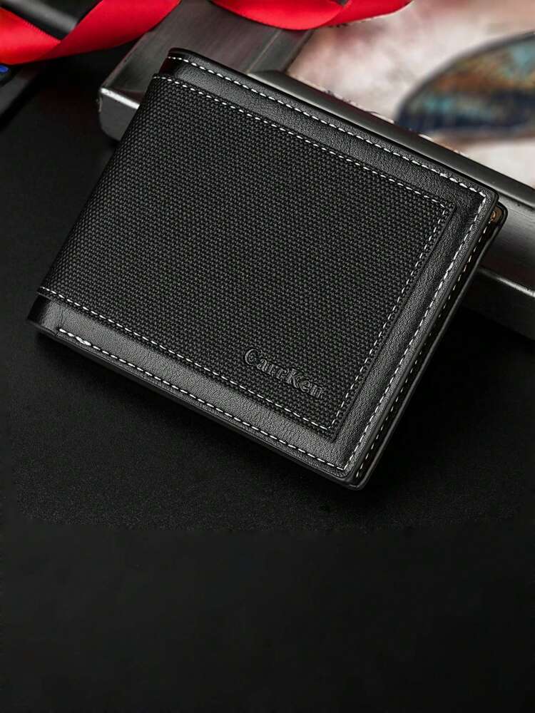 Men’s Short Multifunctional Bifold Business Wallet – Fashion Patchwork Design, PU Leather, Multi-Card Holder & Coin Purse, Stylish & Practical