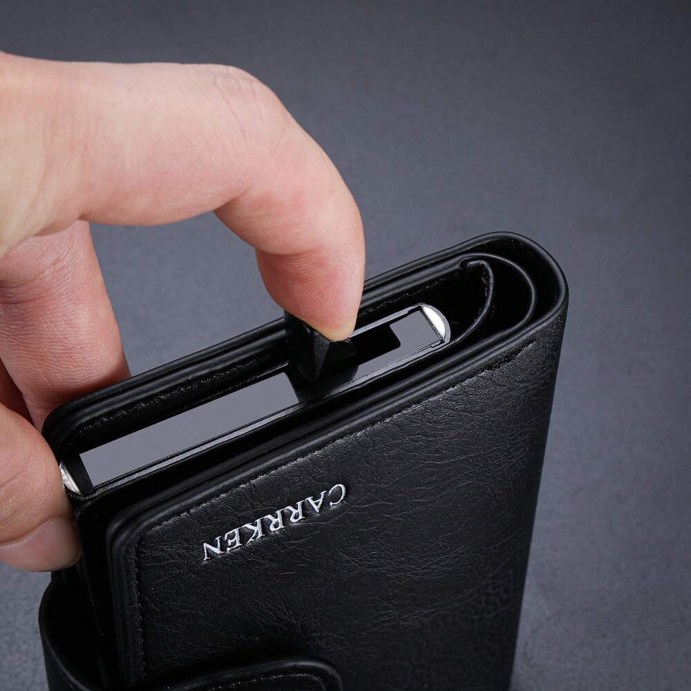 Men’s New Smooth Buckle Wallet – Multi-Functional Aluminum Auto Eject Card Holder, Perfect for Teens, Travel, Casual, Vacation, Graduation & Birthday Gifts