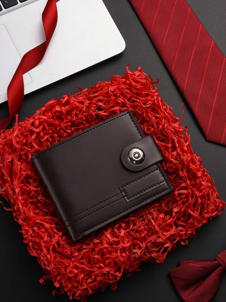 Men’s Short Bifold PU Leather Wallet with Magnetic Closure – Multi Card Slots & Coin Purse, Unisex Travel Pass Holder, Retro Style Compact Wallet