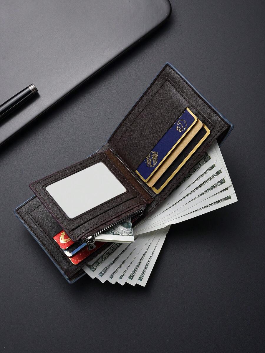 Classic Vintage Men’s Slim Wallet – Super Thin Leather Billfold for Young Adults & Students, Multifunctional Card Case, Mini & Compact