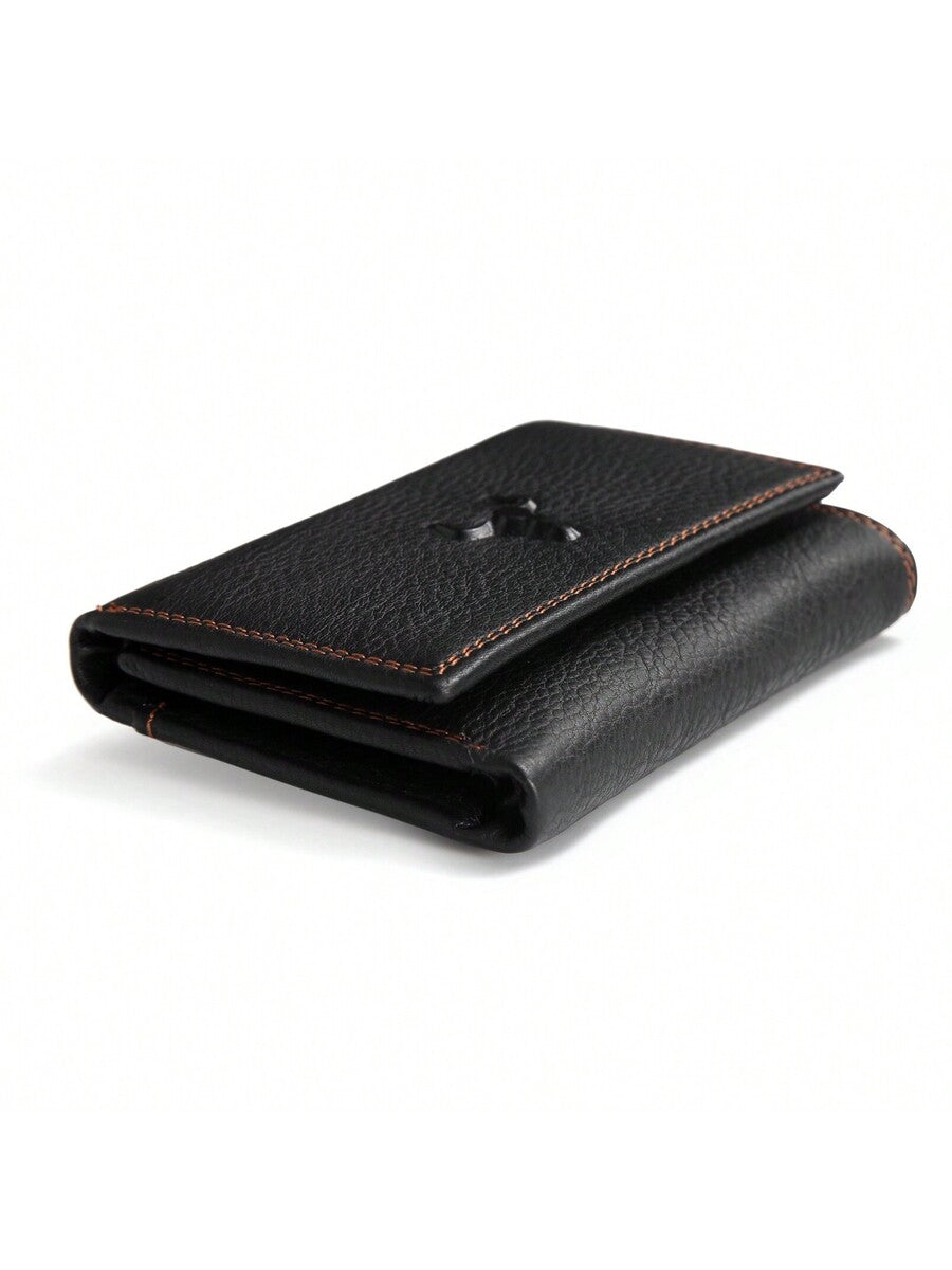 Men’s Ultra Slim Trifold Genuine Leather Wallet – Brown Small Card Holder with Large Capacity, Travel Essential & Perfect Gift for Fathers Day