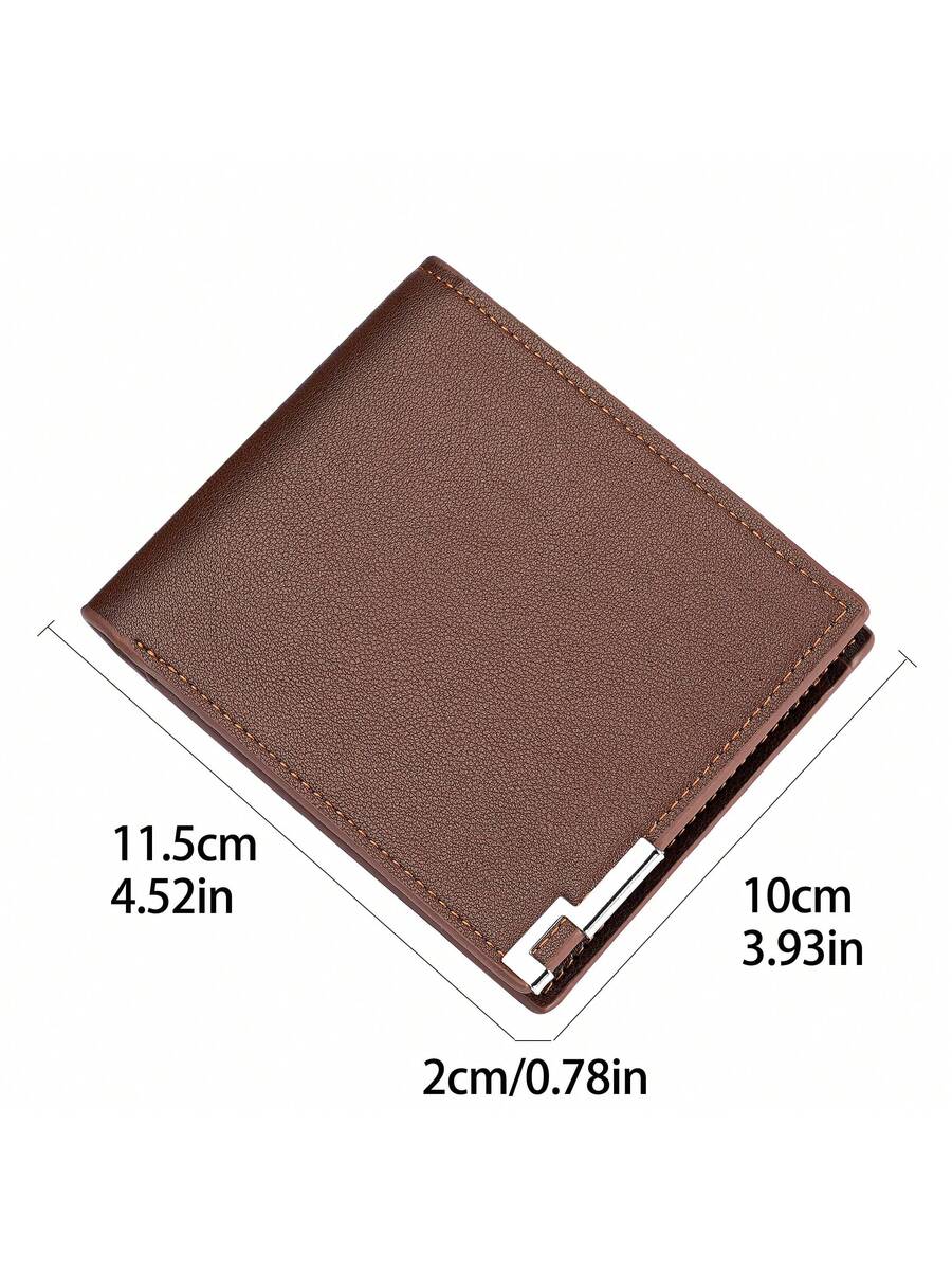 Litchi Embossed Small Wallet with Metal Decor – Portable Credit Card & Cash Holder for Men & Women, Perfect Gift for Business & Special Occasions