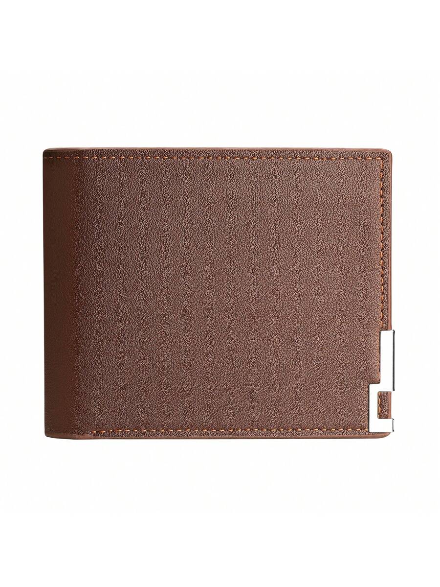 Litchi Embossed Small Wallet with Metal Decor – Portable Credit Card & Cash Holder for Men & Women, Perfect Gift for Business & Special Occasions
