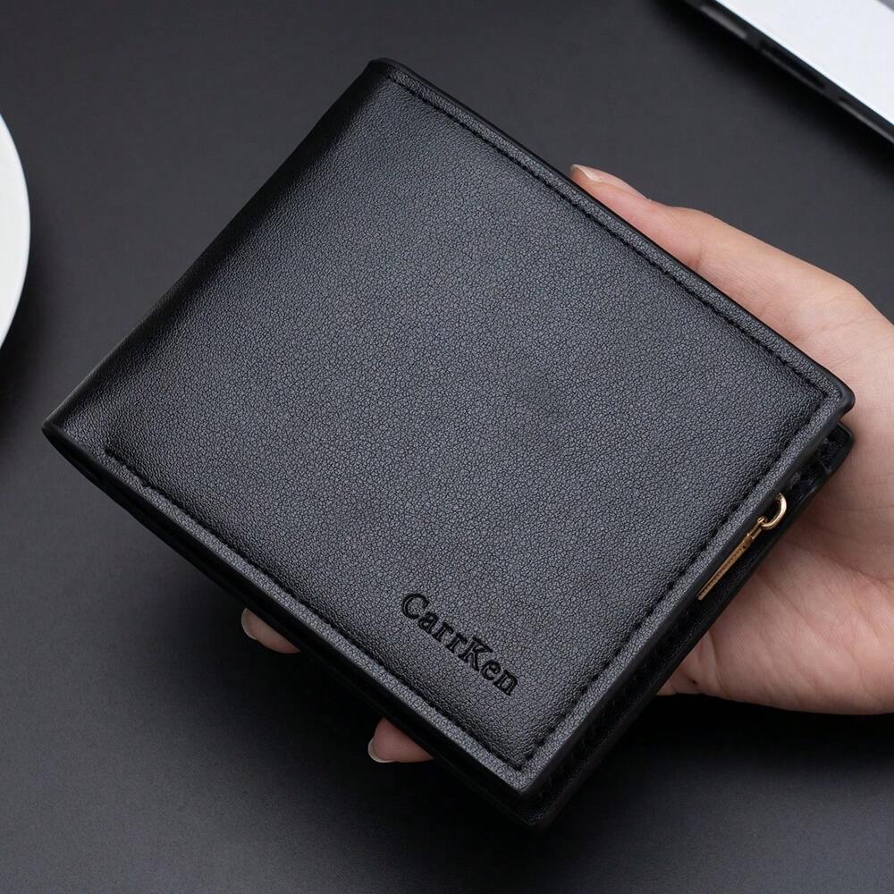 Men’s Short Black Business Wallet – Multifunctional Bi-Fold with Zippered Coin Pocket, Multiple Credit Card Slots, Durable & Stylish Design