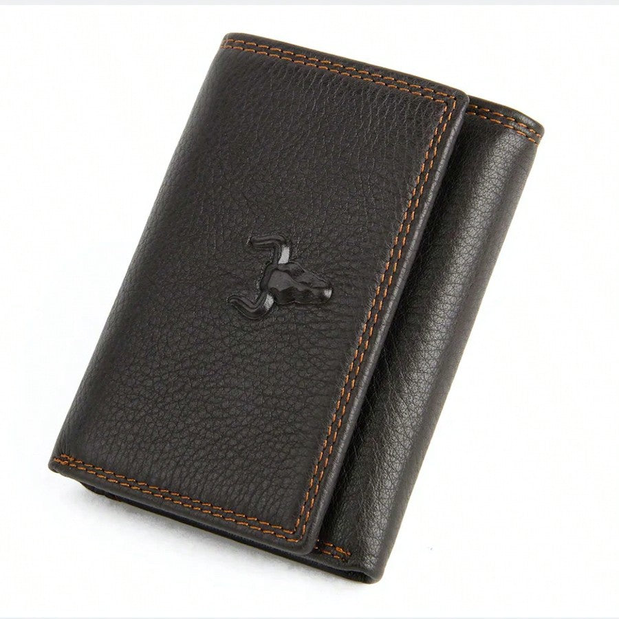 Men’s Ultra Slim Trifold Genuine Leather Wallet – Brown Small Card Holder with Large Capacity, Travel Essential & Perfect Gift for Fathers Day
