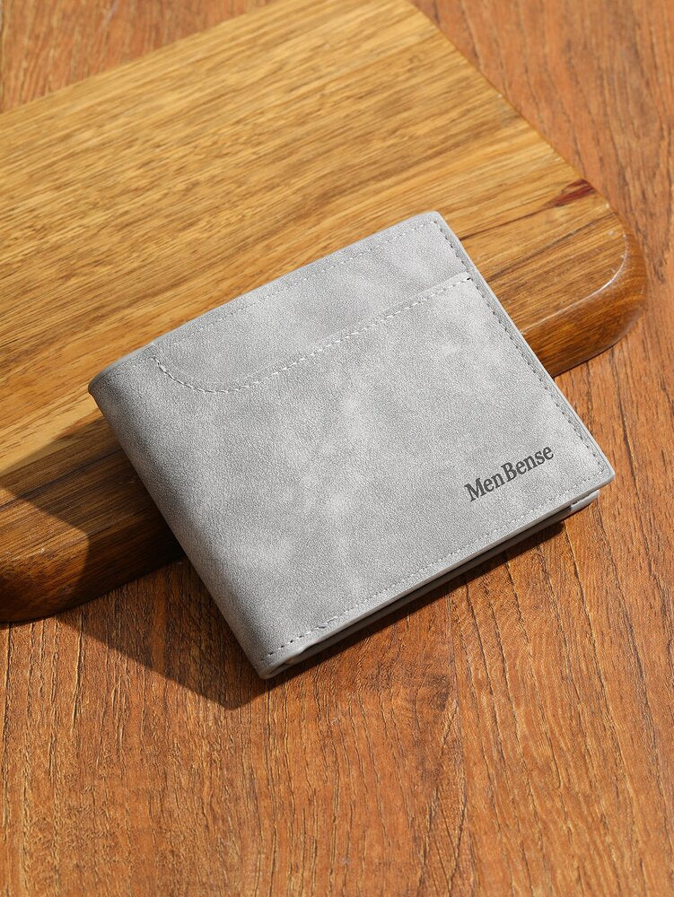 Men’s Small Bi-Fold Wallet with Letter Graphic – Compact Coin & Cash Pocket, Perfect for Business, College, Commuting & Gift Occasions