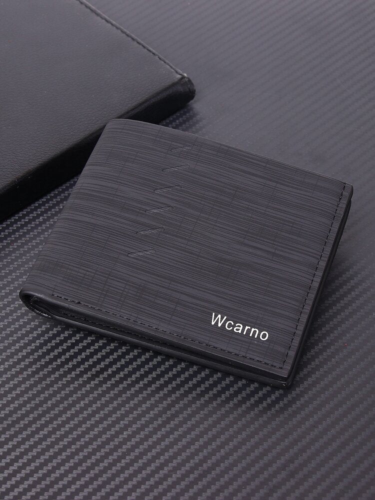 Men’s Leather Embossed Logo Bi-Fold Slim Wallet – Credit Card & ID Window Holder, Compact Design, Perfect Father’s Day & Business Gift