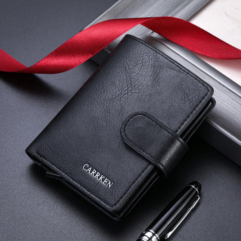 Men’s New Smooth Buckle Wallet – Multi-Functional Aluminum Auto Eject Card Holder, Perfect for Teens, Travel, Casual, Vacation, Graduation & Birthday Gifts