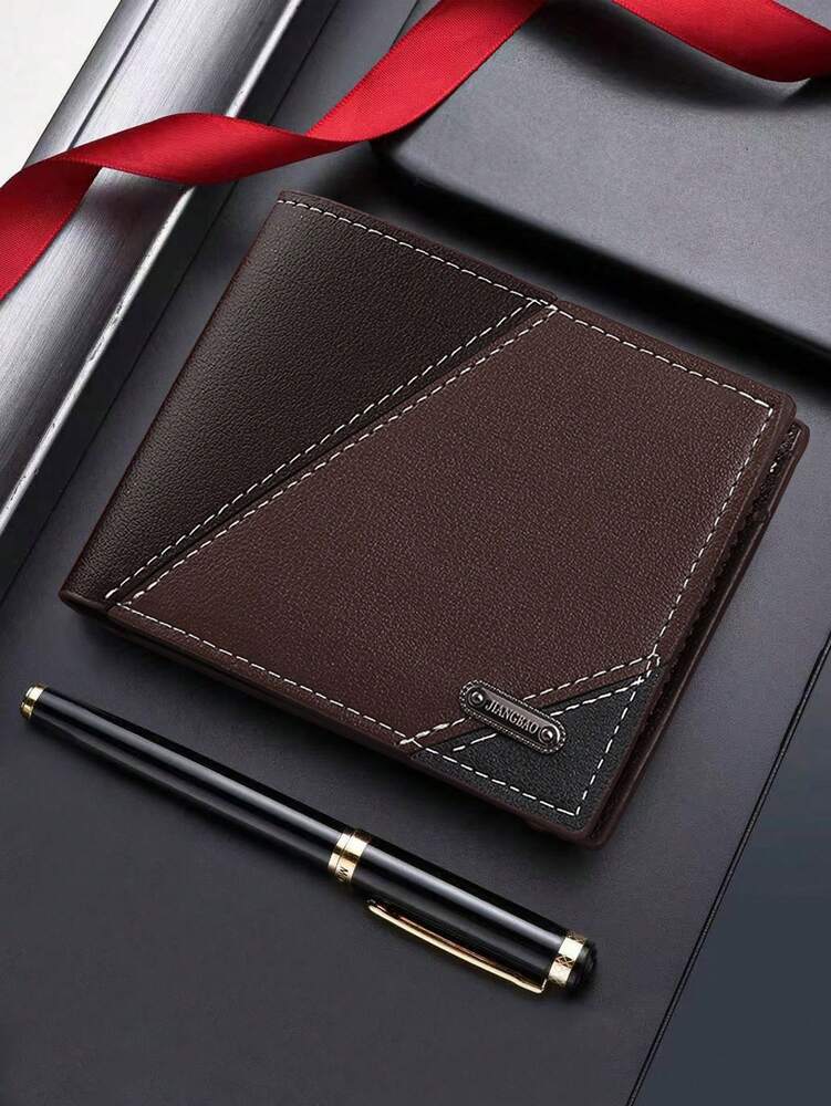 Men’s Classic Patchwork Leather Bi-Fold Wallet – Soft, Large Capacity with Multi Card Slots, Ideal Gift for Business, Halloween & Christmas