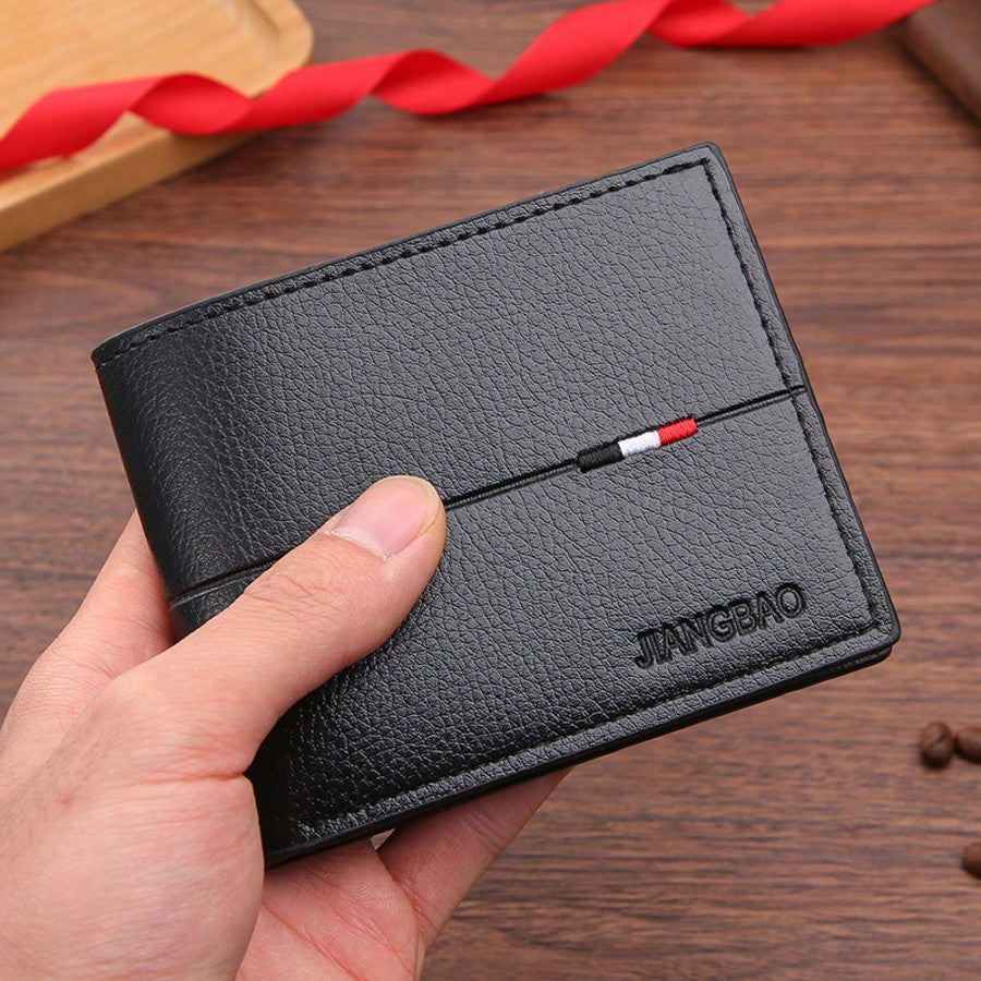 Men’s Solid Color Small Bi-Fold Wallet – Ultra-Thin with ID Window, Multi-Card Slots, Portable for College, Work & Business, Ideal Gift for Birthday & Father’s Day