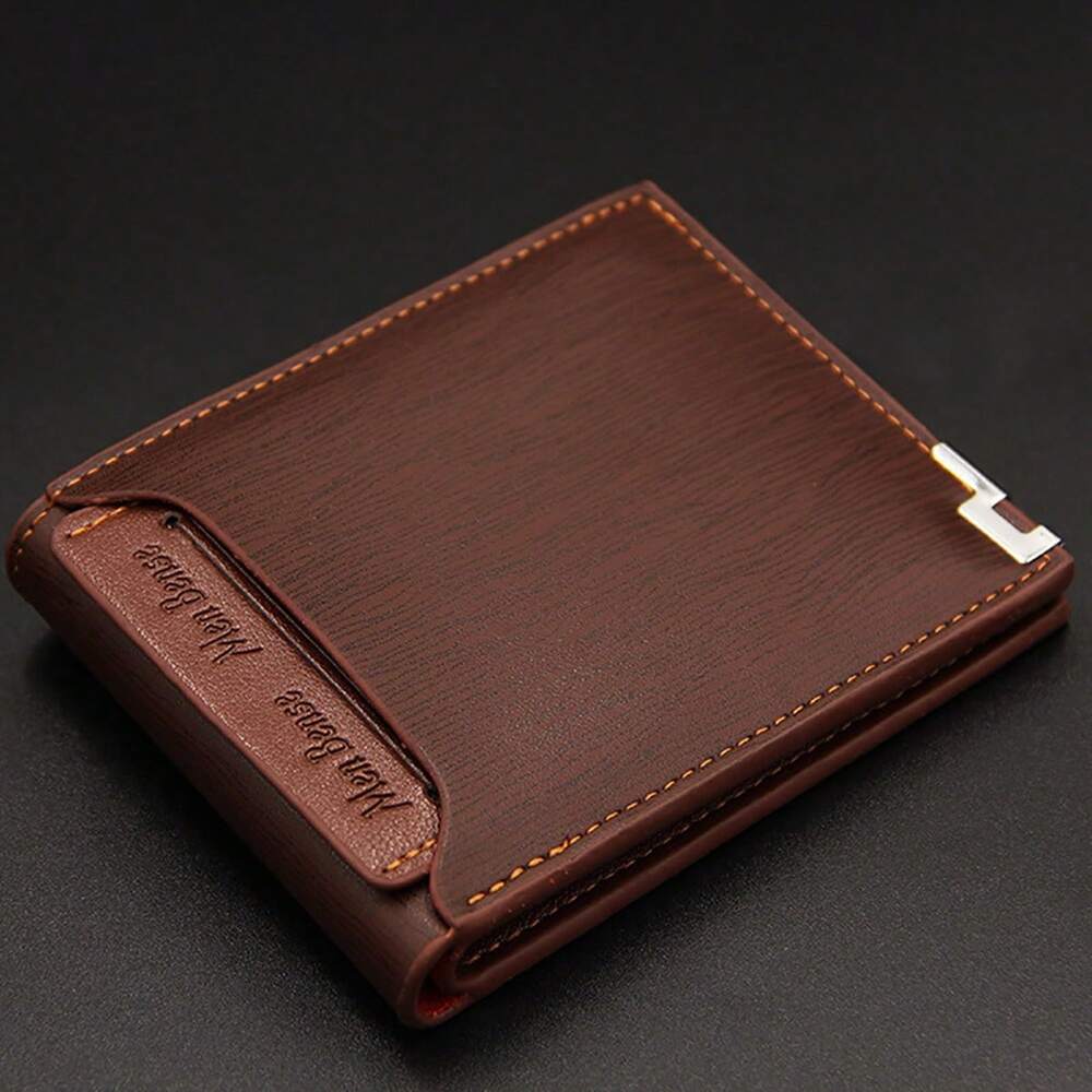 Men’s Leather Wallet Purse – Short Design, Large Capacity with Multi-Card Slots, Business Casual Style, Perfect Birthday, Graduation & Father’s Day Gift