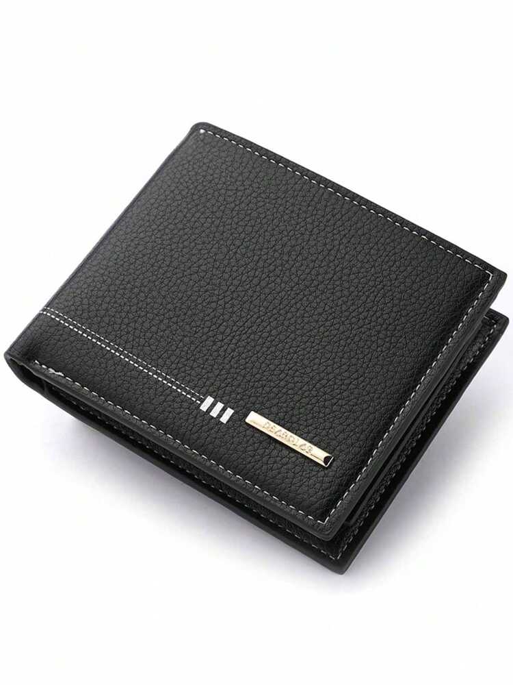 Men’s Short Horizontal Business Wallet – Leather Card Holder with Rosewood Zipper Money Clip, Compact Mini Purse for Youth & Men