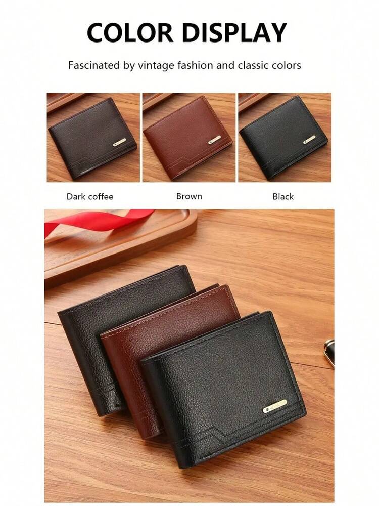 Men’s Business Faux Leather Wallet – Slim Compact Bifold Design with Color Block Details, Stylish Everyday Carry for Work, Travel & Gifting