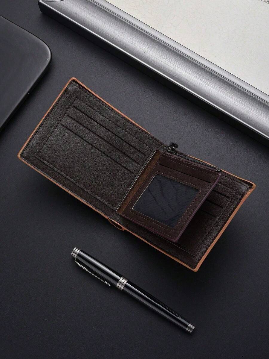 Classic Vintage Men’s Slim Wallet – Super Thin Leather Billfold for Young Adults & Students, Multifunctional Card Case, Mini & Compact