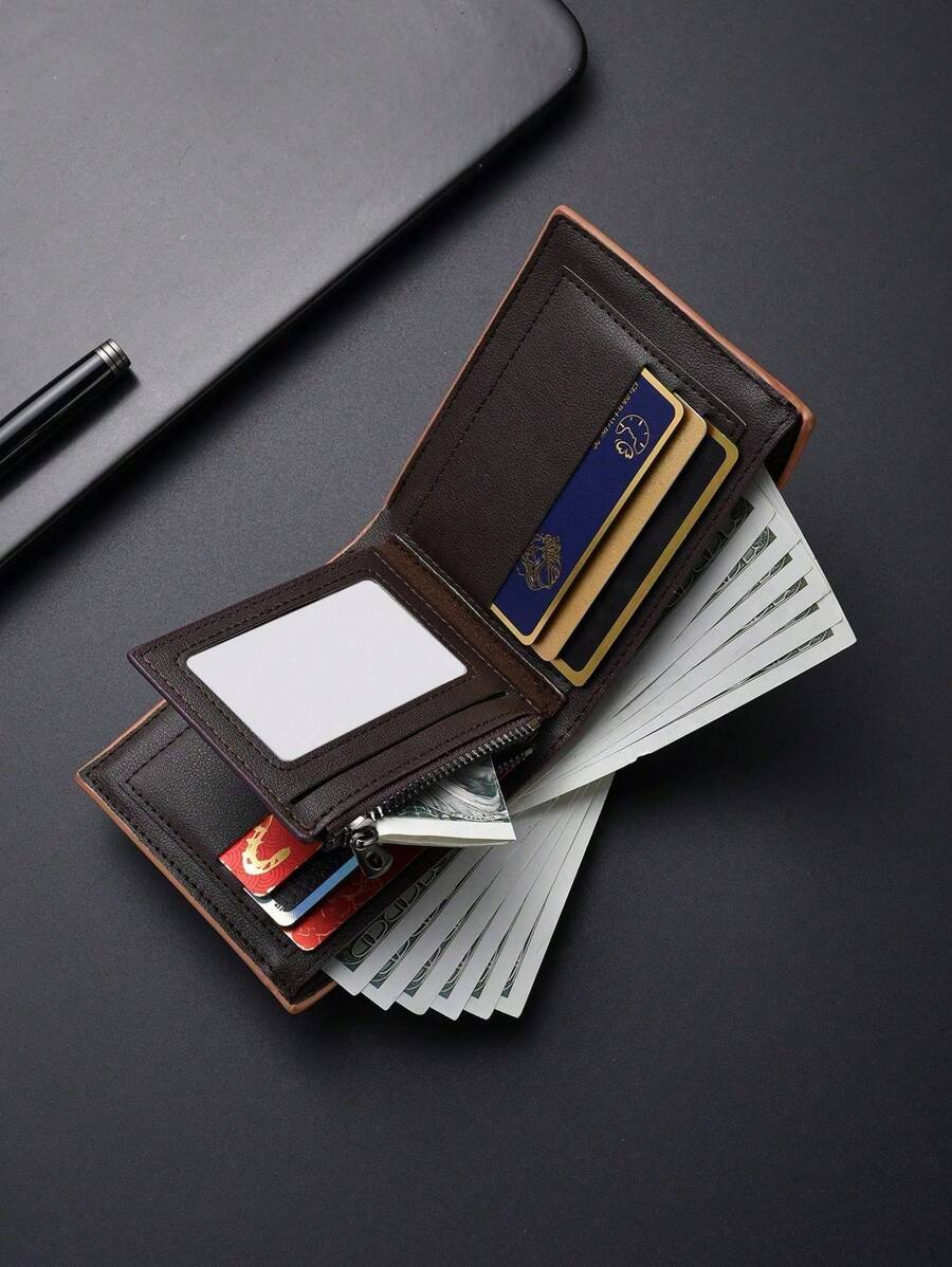 Classic Vintage Men’s Slim Wallet – Super Thin Leather Billfold for Young Adults & Students, Multifunctional Card Case, Mini & Compact