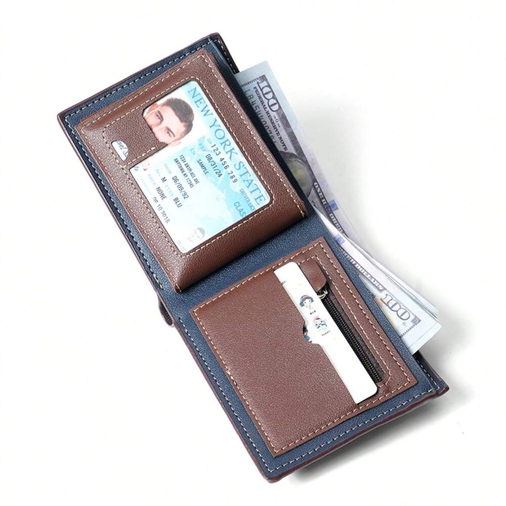 Men’s Short Wallet with Zipper Coin Pocket – Fashionable Bifold Design with Multi-Card Slots, Ideal for Business, Travel & Gift Occasions