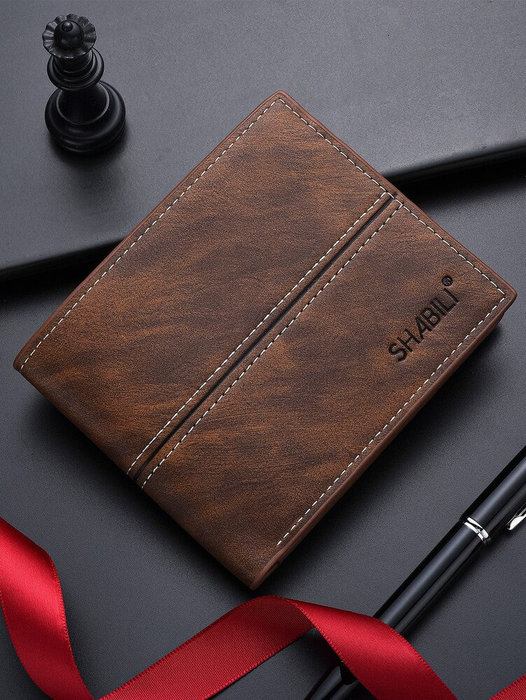 Men’s Small Bi-Fold Wallet with Letter Graphic – Slim, Lightweight with Credit Card & ID Window, Portable Minimalist Design, Perfect Gift for Him