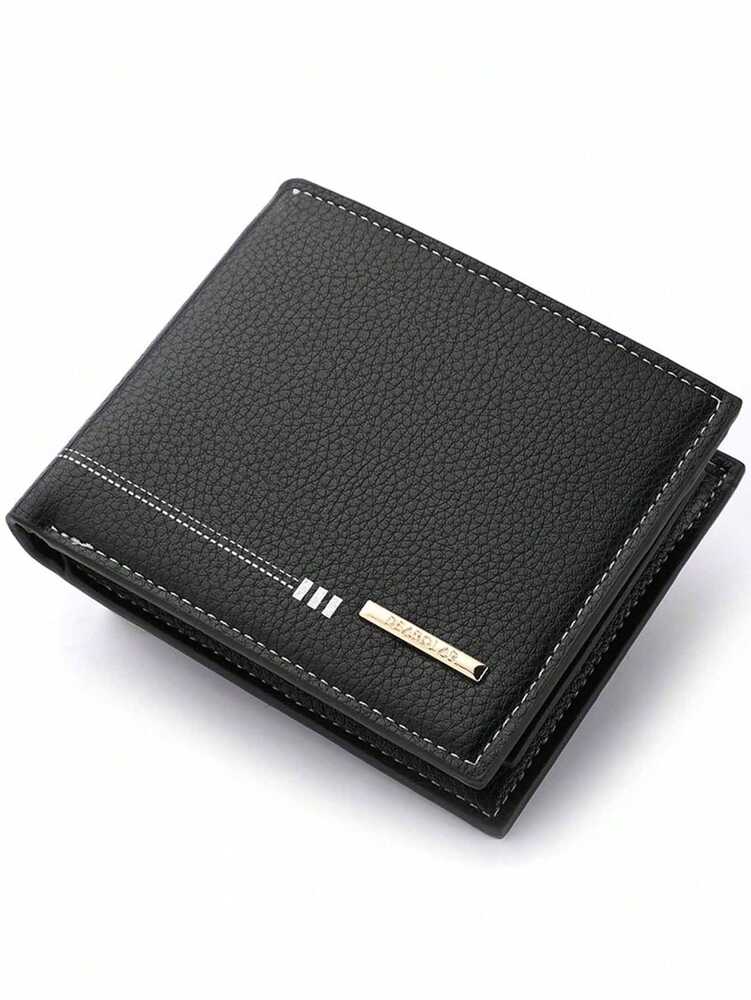 Men’s Short Horizontal Business Wallet – Leather Card Holder with Rosewood Zipper Money Clip, Compact Mini Purse for Youth & Men