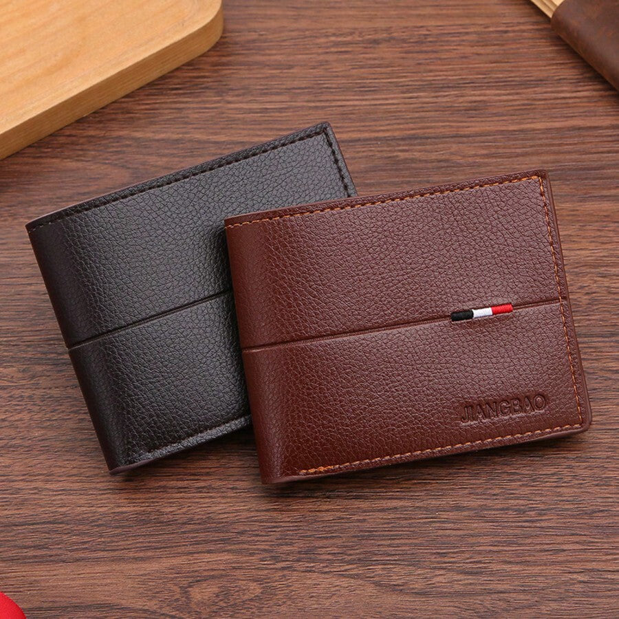 Men’s Solid Color Small Bi-Fold Wallet – Ultra-Thin with ID Window, Multi-Card Slots, Portable for College, Work & Business, Ideal Gift for Birthday & Father’s Day