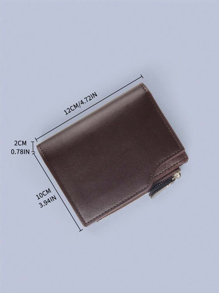 Men’s PU Leather Short Bifold Wallet – Solid Color, Multi-Functional with Coin Pouch, 13 Card Slots & Zipper Clutch, Perfect Gift & Mini Wallet