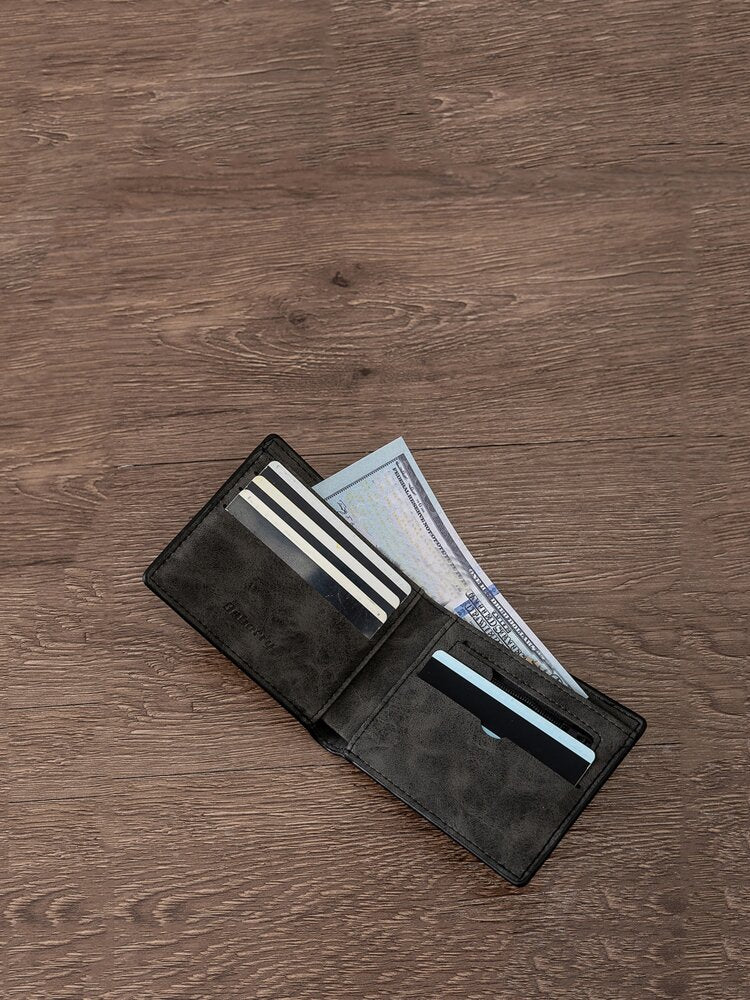 Slim Bifold Men’s Wallet – Lightweight Minimalist Design with Letter Detail, Multi-Card Holder, Perfect for Daily Use & Gift for Him
