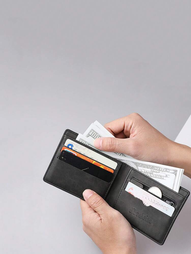 Compact Black PU Leather Wallet – Foldable, Minimalist Design for Men & Women, Ideal for Office, Travel, College & Thoughtful Gift Occasions