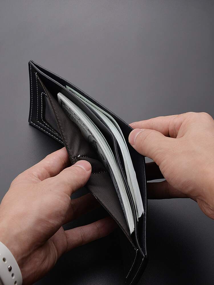 Men’s & Women’s Small Leather Bi-Fold Wallet with Letter Embossed Design – ID Window, Credit Card Holder, Minimalist Style, Perfect Gift for All Occasions