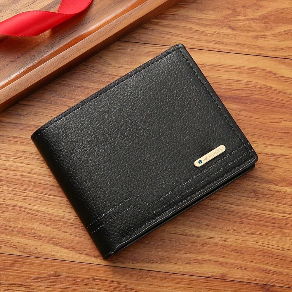 Men’s Business Faux Leather Wallet – Slim Compact Bifold Design with Color Block Details, Stylish Everyday Carry for Work, Travel & Gifting
