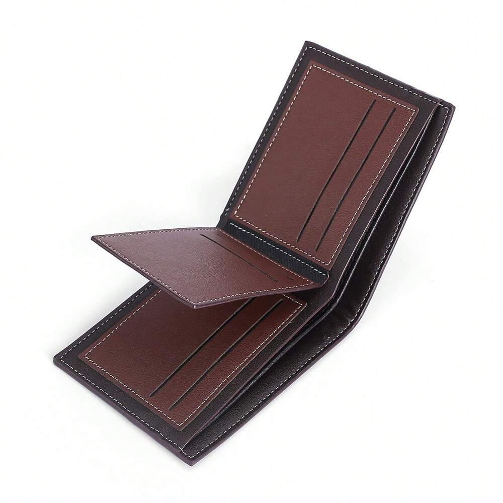 Men’s Retro Color-Block Short Wallet – Horizontal Design with Large Capacity Credit Card & ID Holder, Stylish Gift for Men