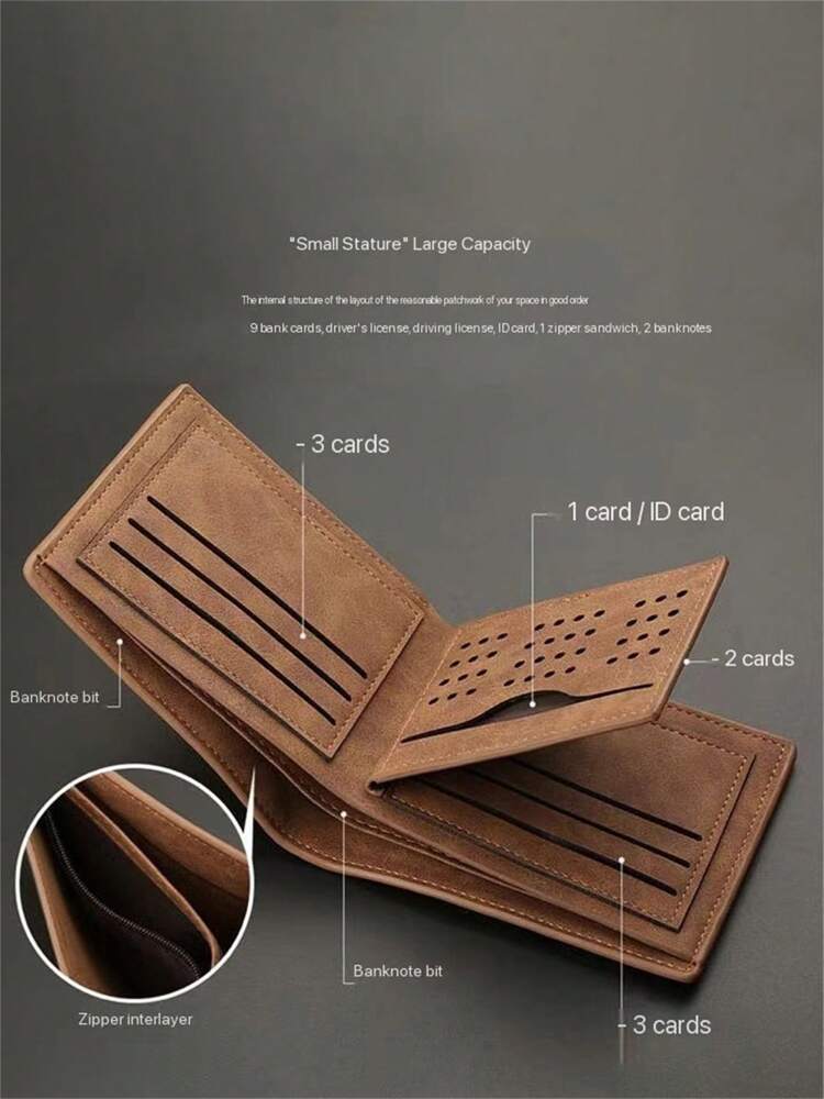 Men’s Short Bifold Leather Wallet – Multifunctional Purse, Fashionable Design, Perfect for Teens, Casual, Outdoor, Travel, Vacation & Graduation Gifts