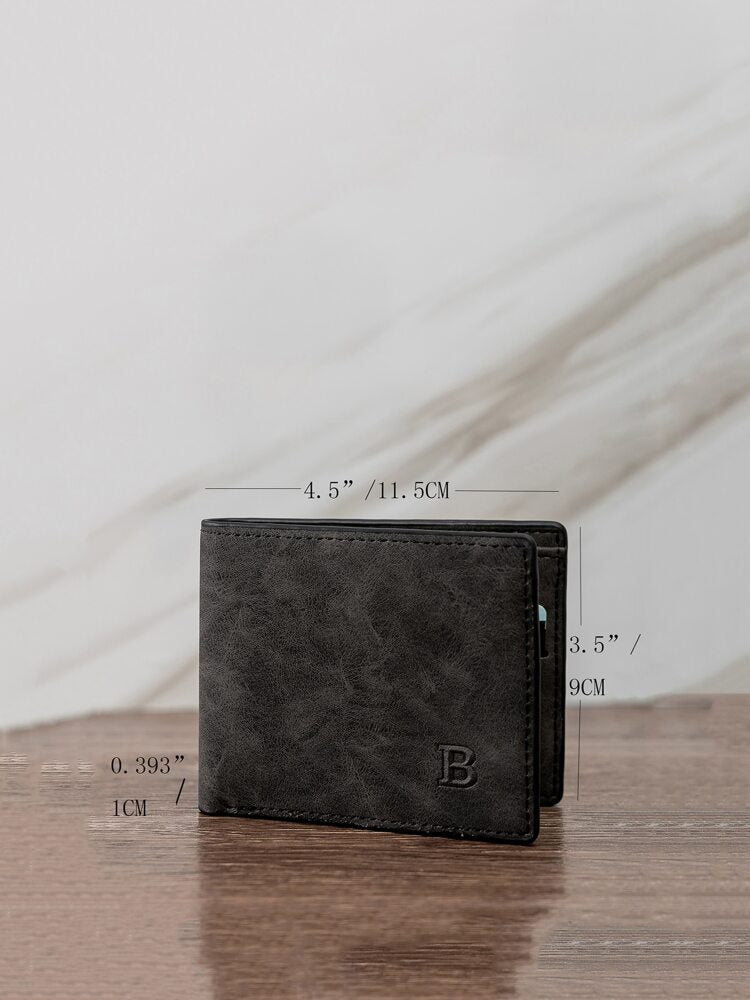Slim Bifold Men’s Wallet – Lightweight Minimalist Design with Letter Detail, Multi-Card Holder, Perfect for Daily Use & Gift for Him