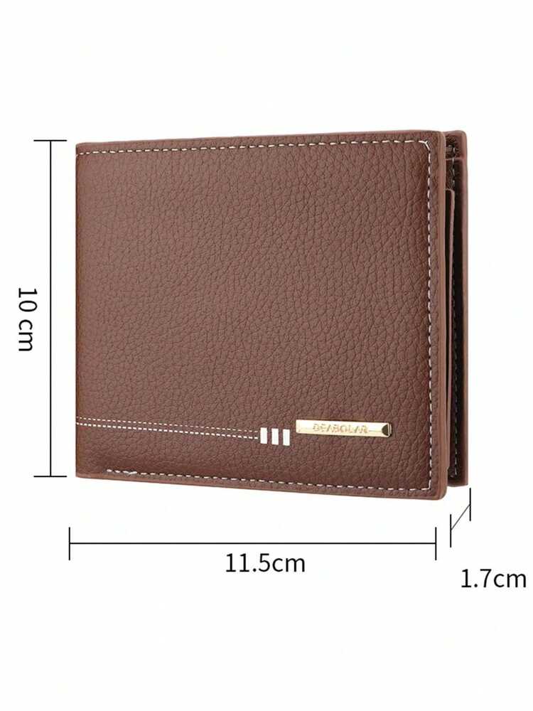 Men’s Short Horizontal Business Wallet – Leather Card Holder with Rosewood Zipper Money Clip, Compact Mini Purse for Youth & Men