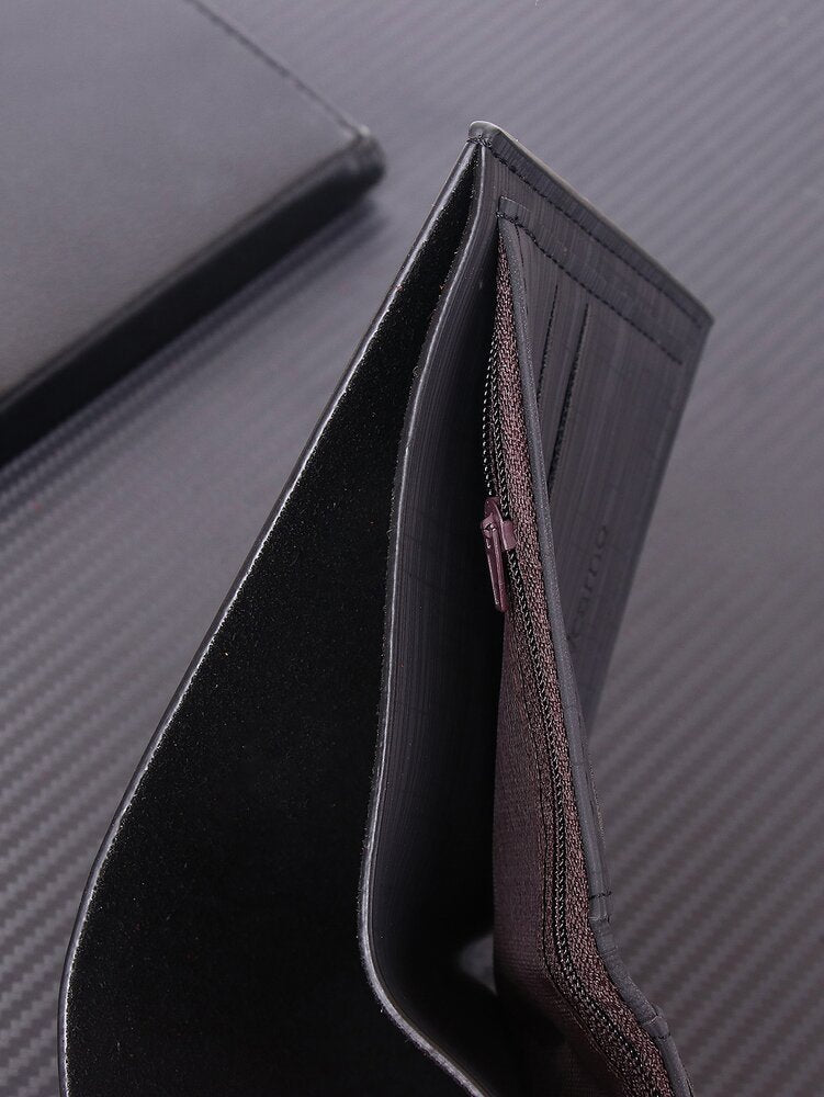 Men’s Leather Embossed Logo Bi-Fold Slim Wallet – Credit Card & ID Window Holder, Compact Design, Perfect Father’s Day & Business Gift