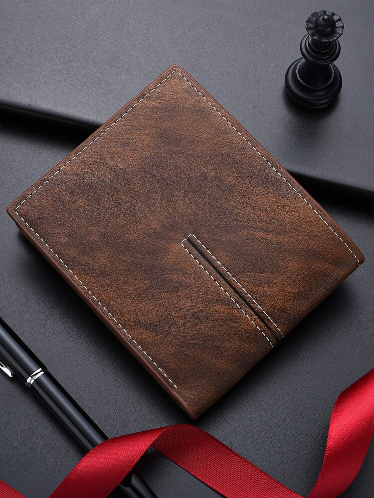 Men’s Small Bi-Fold Wallet with Letter Graphic – Slim, Lightweight with Credit Card & ID Window, Portable Minimalist Design, Perfect Gift for Him