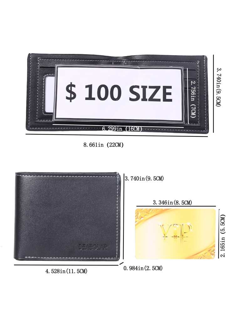 Men’s & Women’s Small Leather Bi-Fold Wallet with Letter Embossed Design – ID Window, Credit Card Holder, Minimalist Style, Perfect Gift for All Occasions