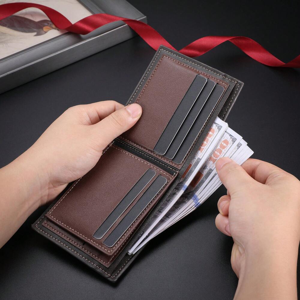Men’s Stylish Multi-Card Slot Short Wallet – European & American Charm, Multifunctional Design, Perfect for Teens, Casual, Travel, Vacation & Gifts