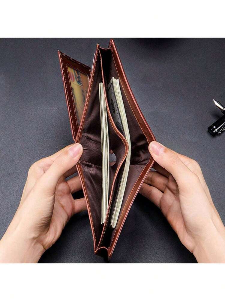 Men’s Genuine Leather RFID Blocking Short Wallet – Bull Head Pattern, Three-Fold with Multiple Card Slots, Large Capacity Gift for Men