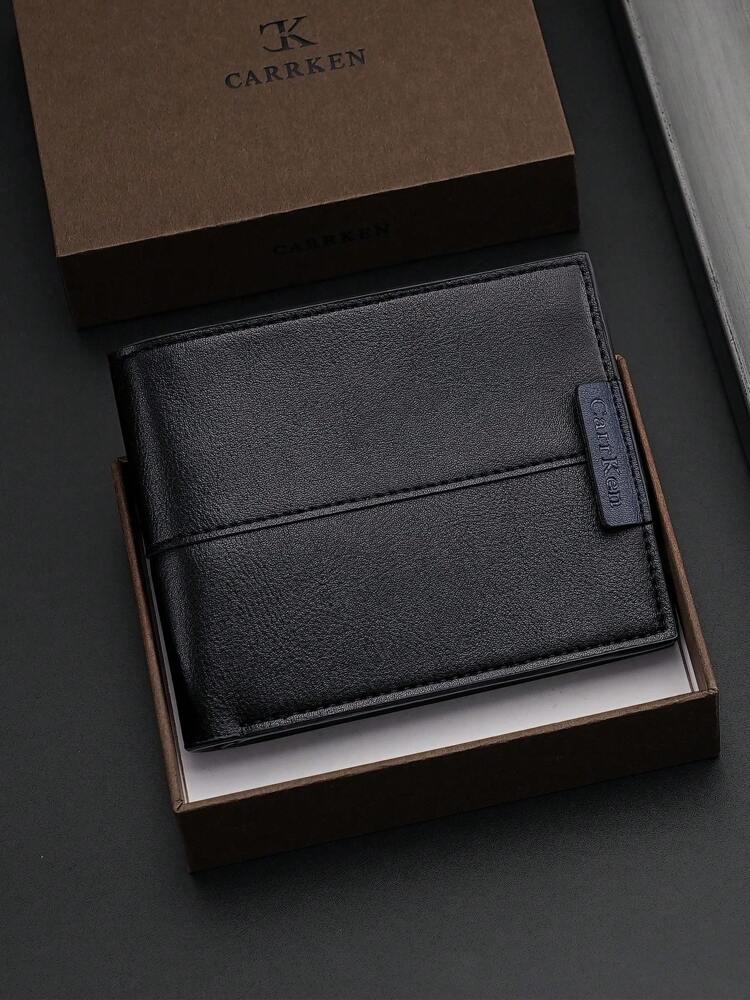 Men’s Fashion Black Faux Leather Wallet – Retro Style, Multi-Card Slots with Coin & Bank Card Pockets, Perfect for Holiday Travel, Valentine’s & Chinese New Year Gifts