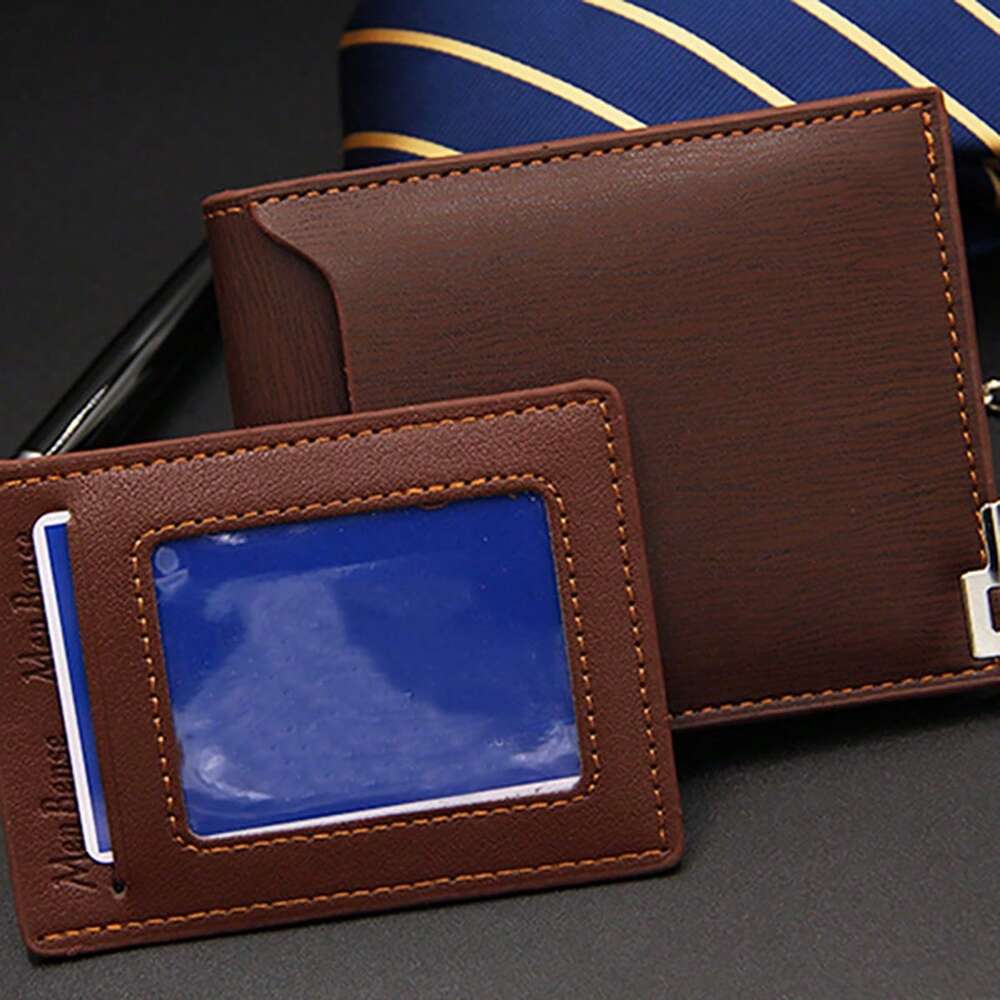Men’s Leather Wallet Purse – Short Design, Large Capacity with Multi-Card Slots, Business Casual Style, Perfect Birthday, Graduation & Father’s Day Gift
