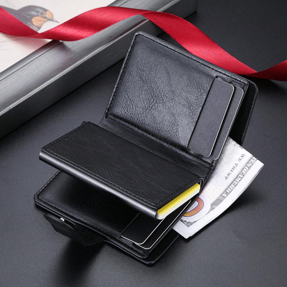 Men’s New Smooth Buckle Wallet – Multi-Functional Aluminum Auto Eject Card Holder, Perfect for Teens, Travel, Casual, Vacation, Graduation & Birthday Gifts