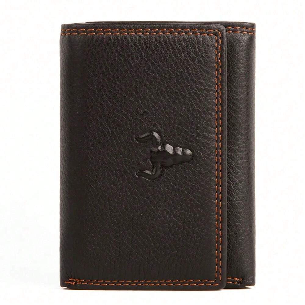 Men’s Ultra Slim Trifold Genuine Leather Wallet – Brown Small Card Holder with Large Capacity, Travel Essential & Perfect Gift for Fathers Day