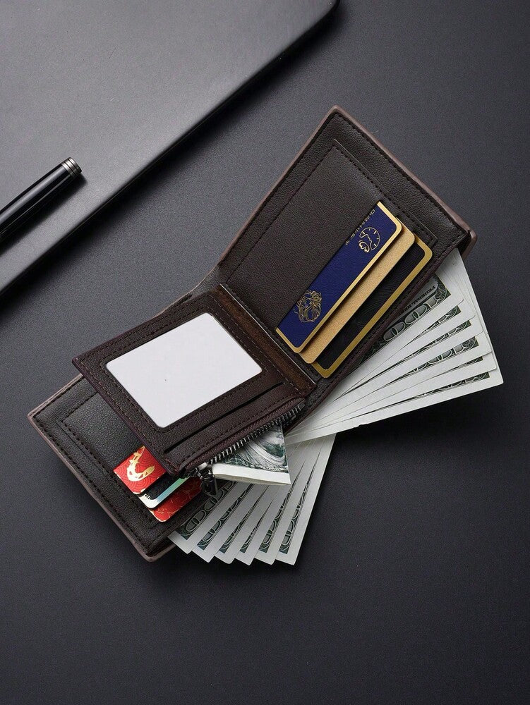 Classic Vintage Men’s Slim Wallet – Super Thin Leather Billfold for Young Adults & Students, Multifunctional Card Case, Mini & Compact