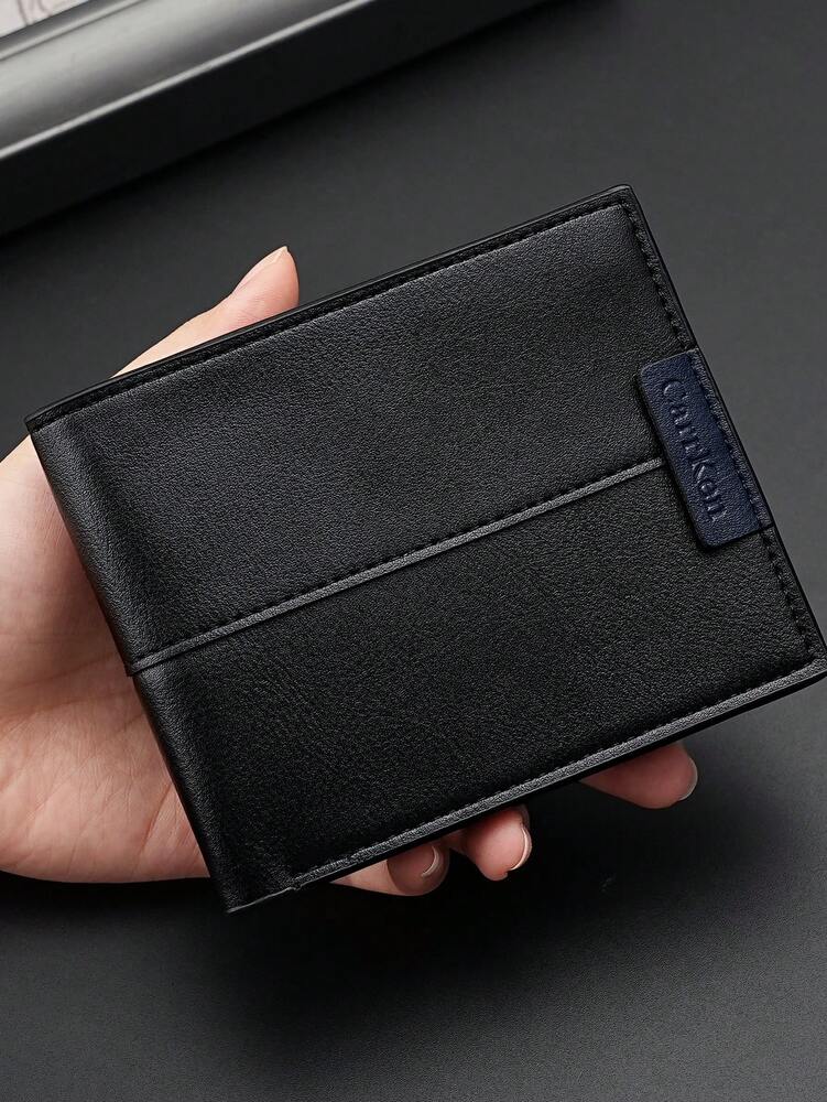 Men’s Fashion Black Faux Leather Wallet – Retro Style, Multi-Card Slots with Coin & Bank Card Pockets, Perfect for Holiday Travel, Valentine’s & Chinese New Year Gifts