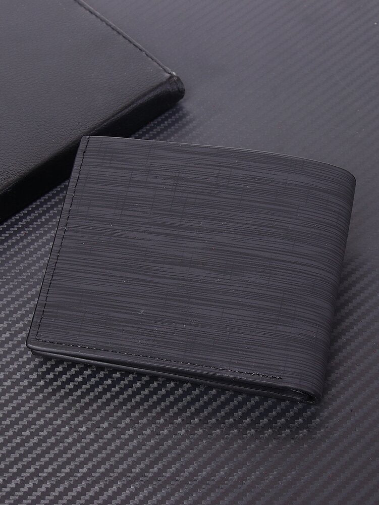 Men’s Leather Embossed Logo Bi-Fold Slim Wallet – Credit Card & ID Window Holder, Compact Design, Perfect Father’s Day & Business Gift